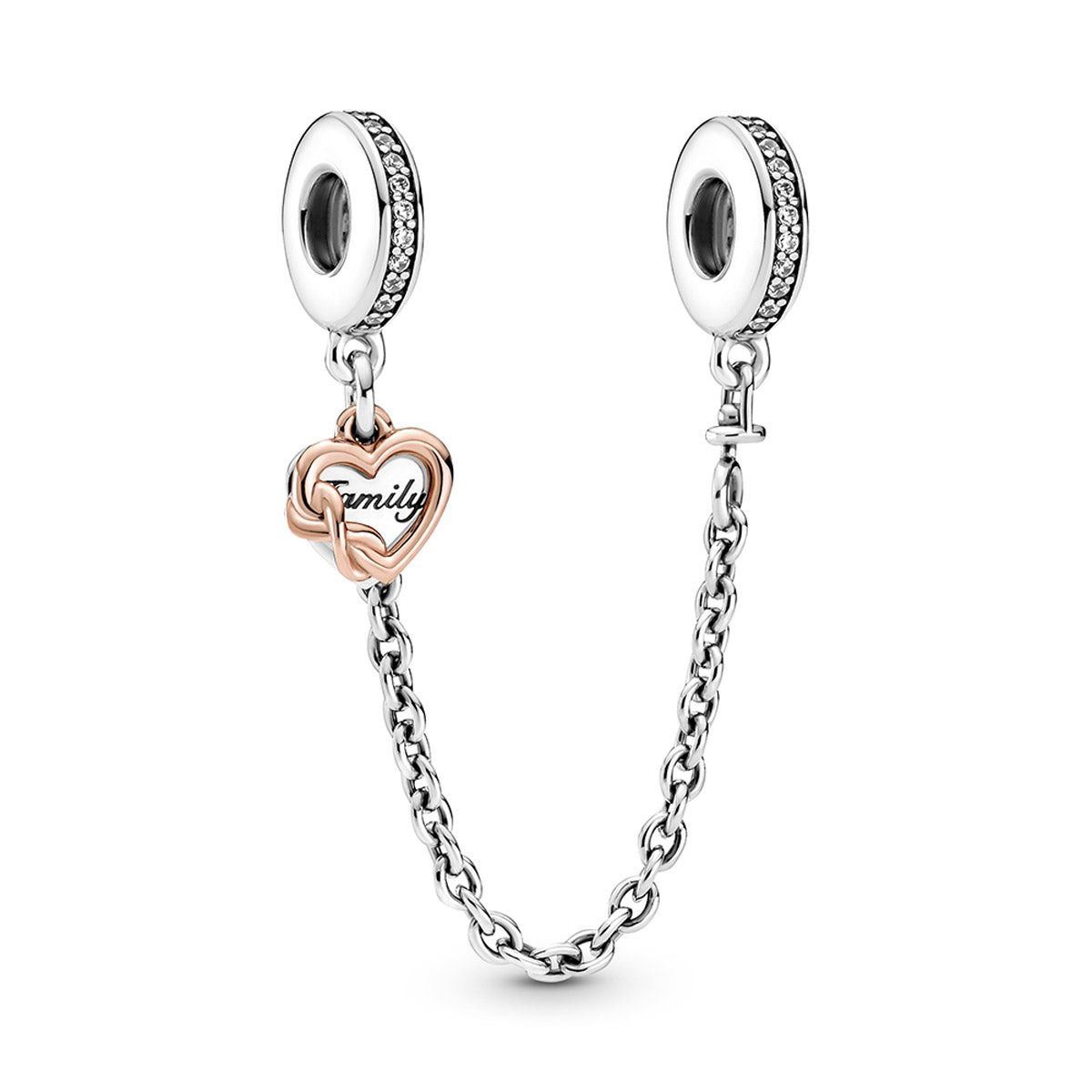 Pandora Family Heart Safety Chain Charm – Elegant Gift Jewelry Set