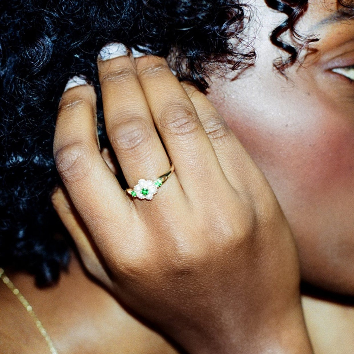 Pure Silver Pearl Zircon Inlaid Niche Retro French Ring