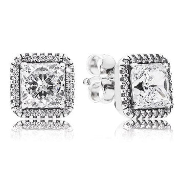 Pandora Square Sparkle Halo Stud Earrings – Elegant Gift Jewelry Set