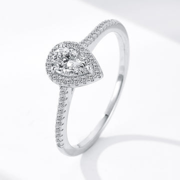 S925 Sterling Silver Three-claw Water Drop Moissanite Ring