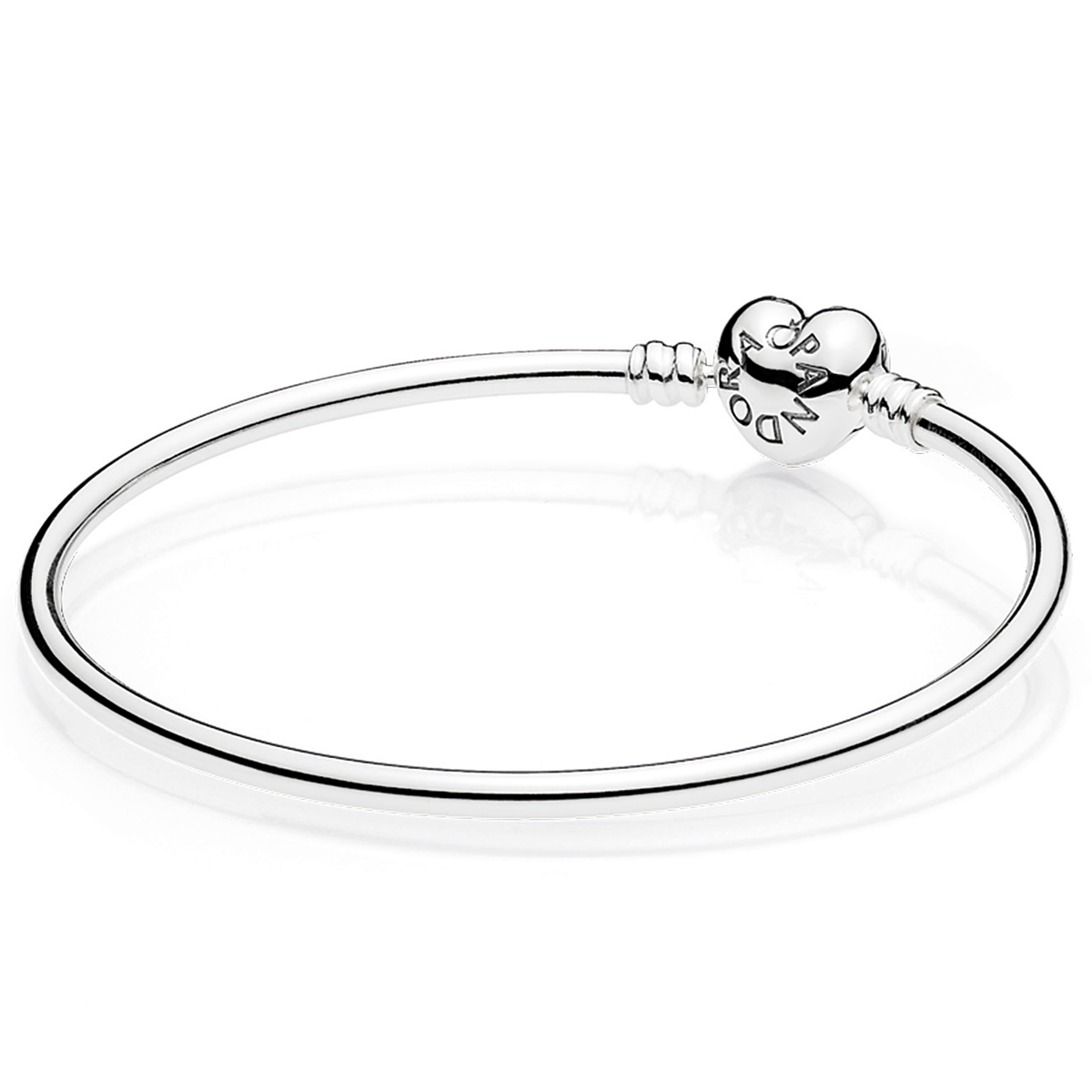 Pandora Moments Silver Bangle Logo Heart Clasp Bracelet – Elegant Gift Jewelry Set