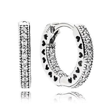 Pandora Hearts of Pandora Clear CZ 15MM Hoop Earrings – Elegant Gift Jewelry Set