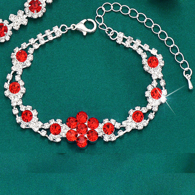 High-grade Crystal Gem Women's Water Drop Necklace Ear Stud Bracelet Ring