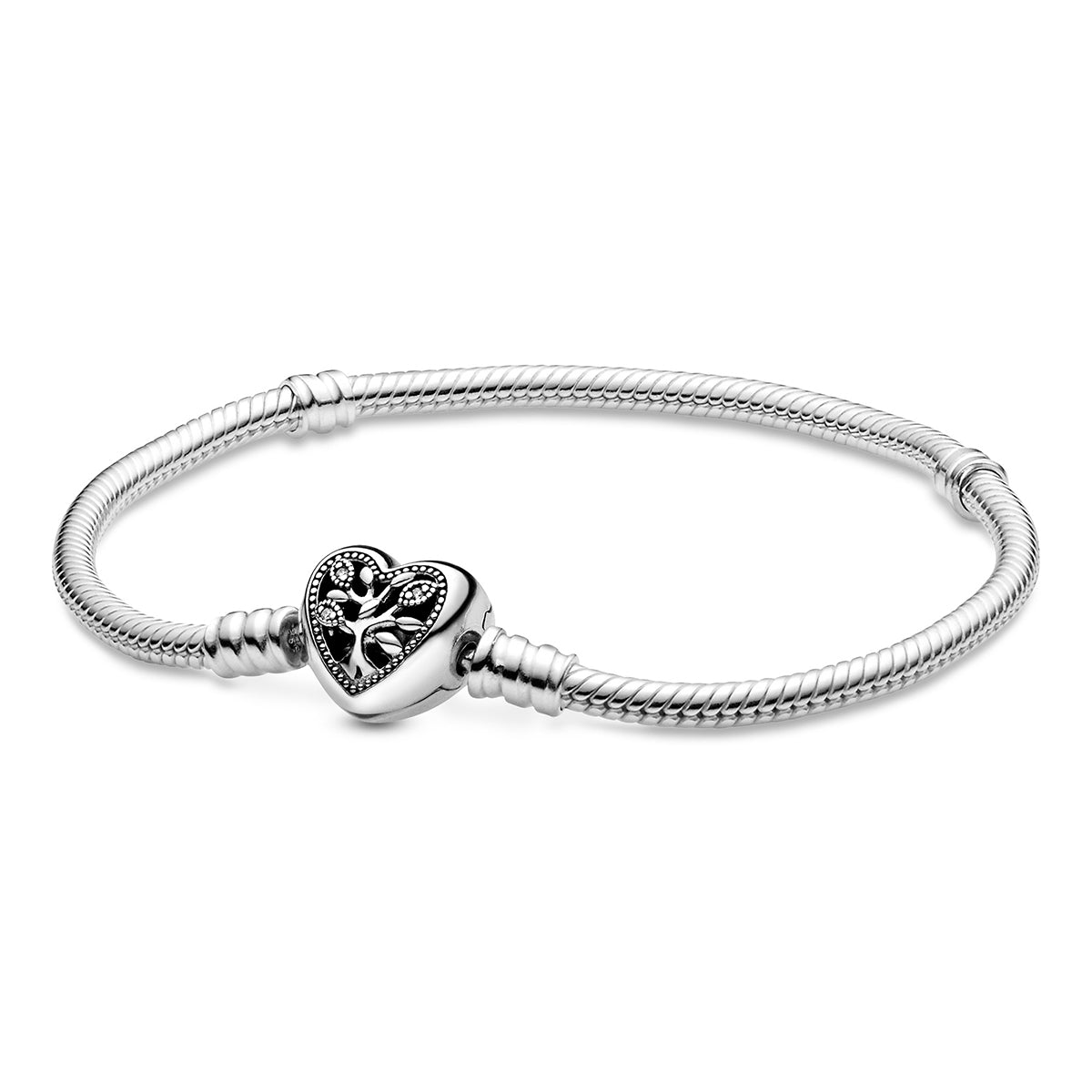 Pandora Moments Family Tree Heart Clasp Snake Chain Bracelet – Elegant Gift Jewelry Set