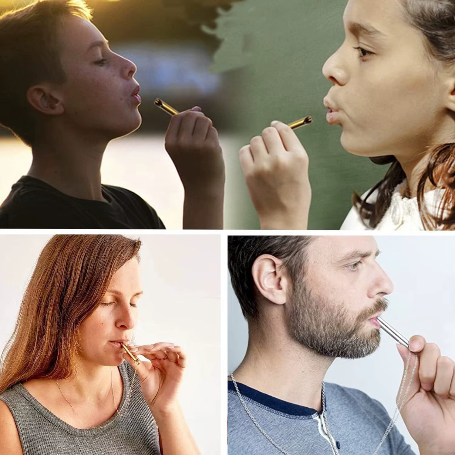 Breathwork Meditation Mindfulness Breathing anti Smoking Necklace Stainless Steel Whistle Anxiety Relief Jewelry