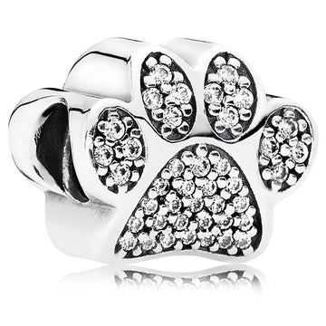 Pandora Paw Prints with Clear CZ Charm – Elegant Gift Jewelry Set