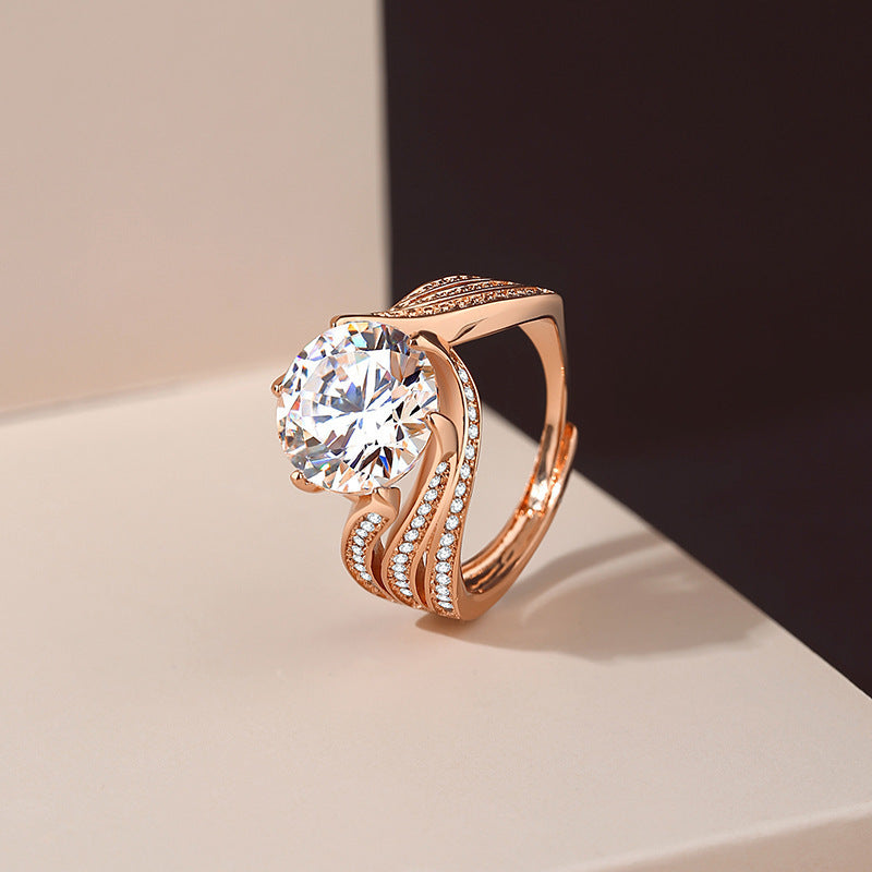 Retro 3 Karat Geometric Zircon Ring